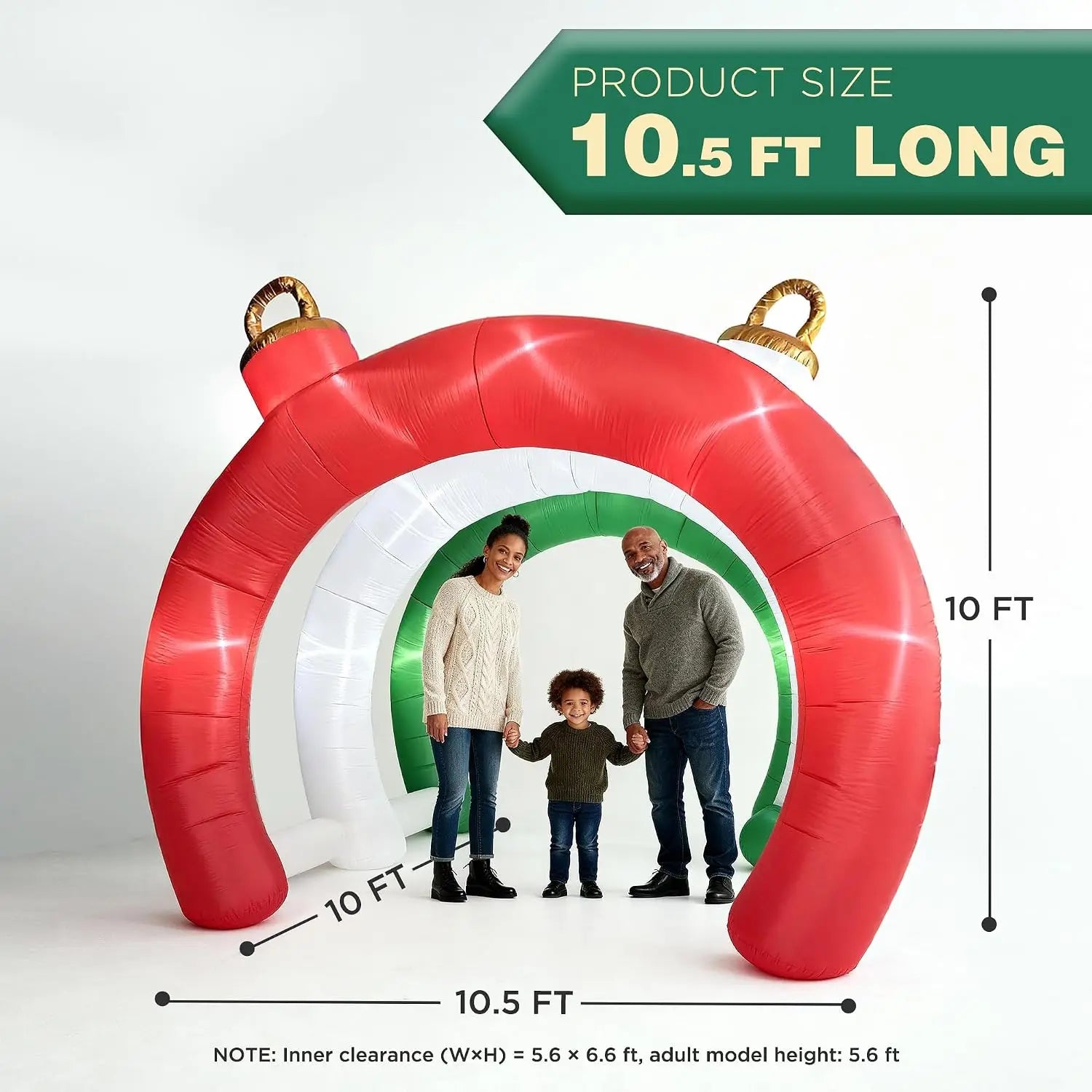 10.5 FT Christmas Inflatable Ornament Tunnel — Walk-Through Holiday Archway