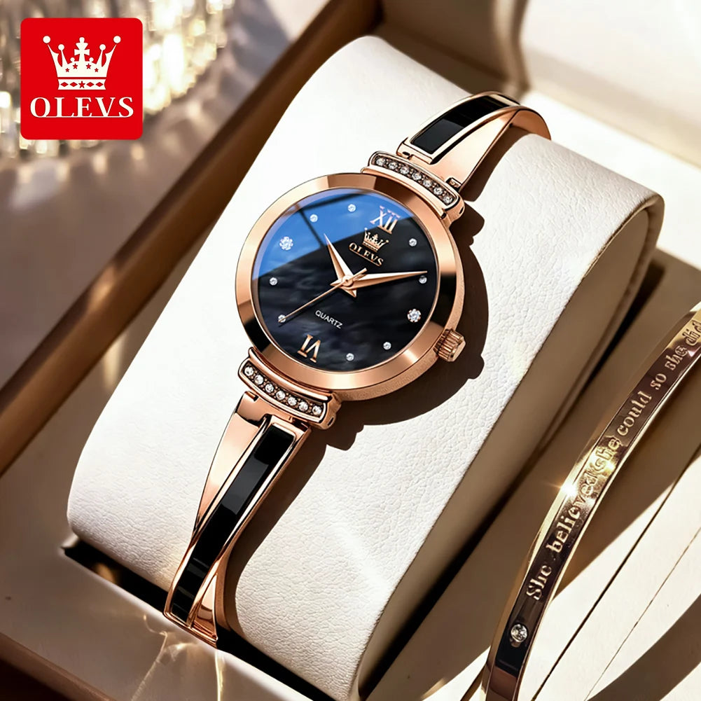 Elegant Rose Gold Women's Quartz Watch — Luxury Bracelet Wristwatch