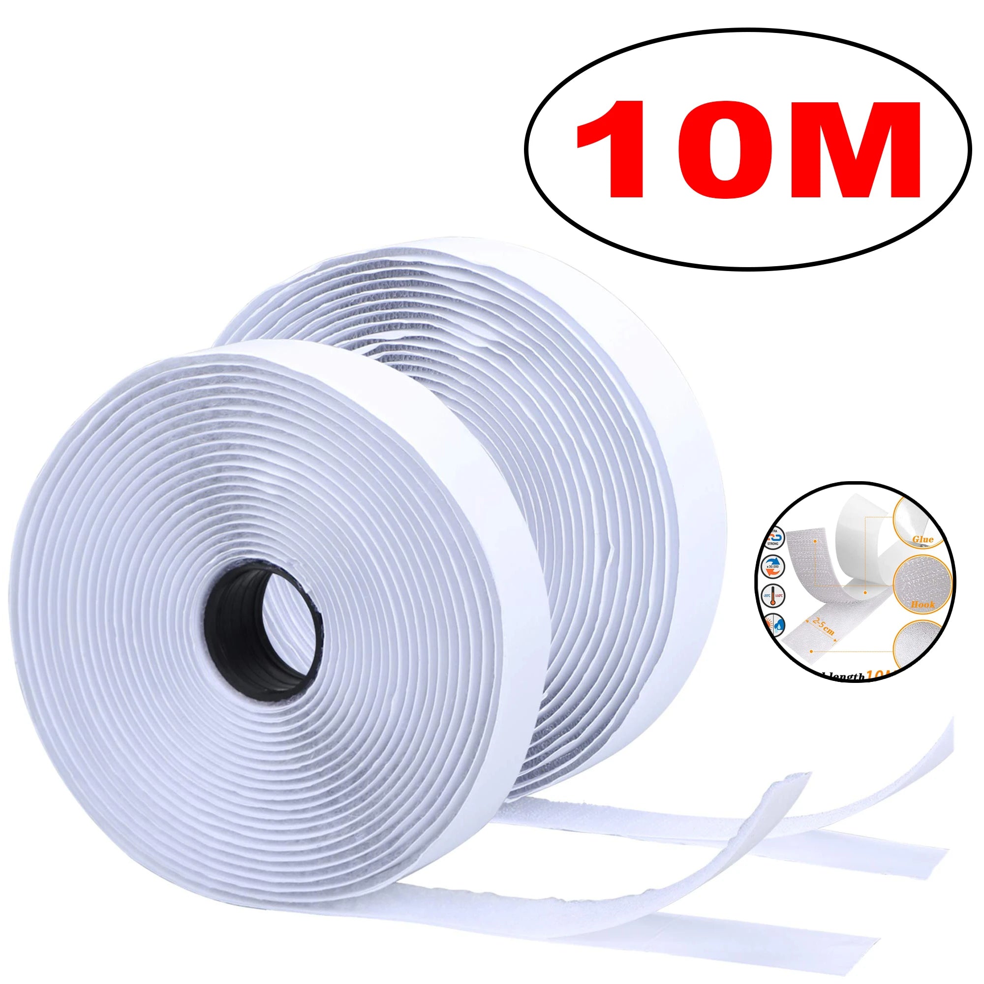 Self-Adhesive Hook and Loop Fastener Tape — Strong Double-Sided Magic Strips