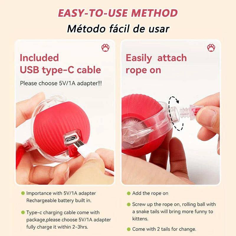 Smart Automatic Cat Toy — Self-Moving Interactive Ball with Tail