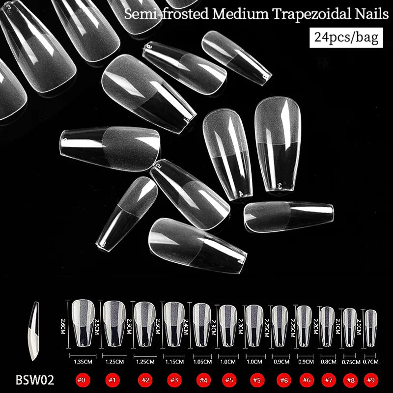 Full Cover Sculpted Clear Nail Tips — DIY Coffin Extension System