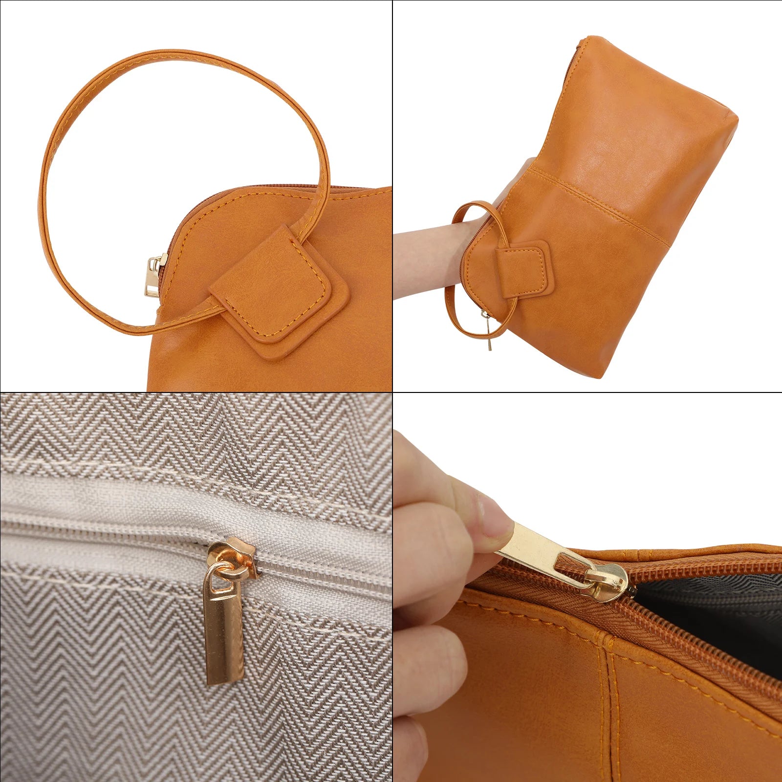 DANCURKEY Vegan Leather Wristlet Clutch — Elegant Evening Bag with Round Handle