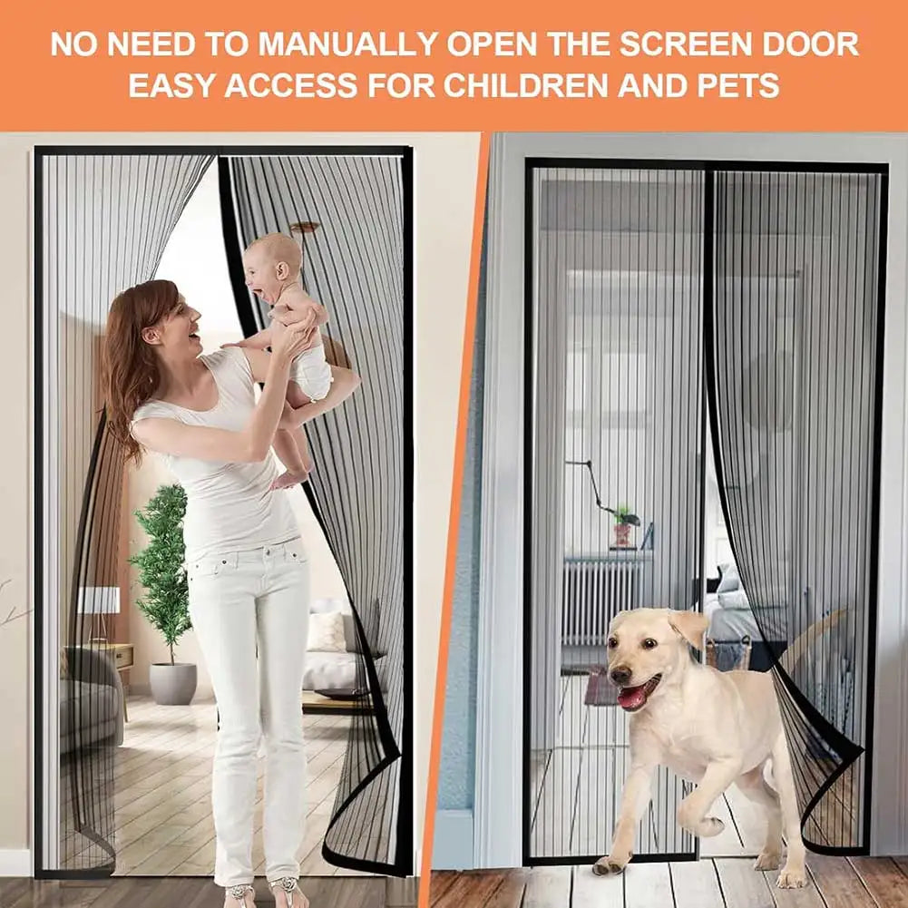 Magnetic Mesh Door Curtain — Automatic Closing Insect Screen