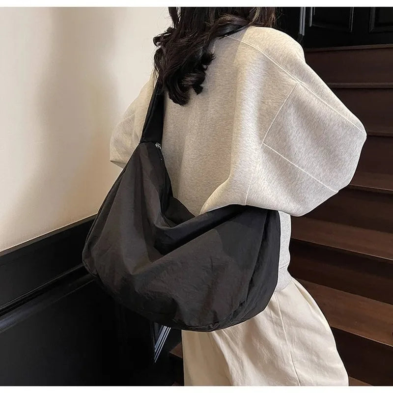 Large Soft Casual Crossbody Hobo Bag — Spacious Daily Carry for Women