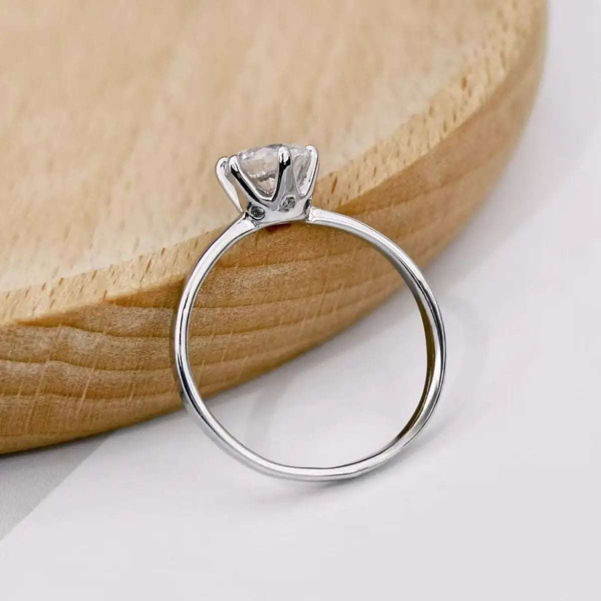 Moissanite Six Claw Ring — 925 Sterling Silver Engagement Jewelry