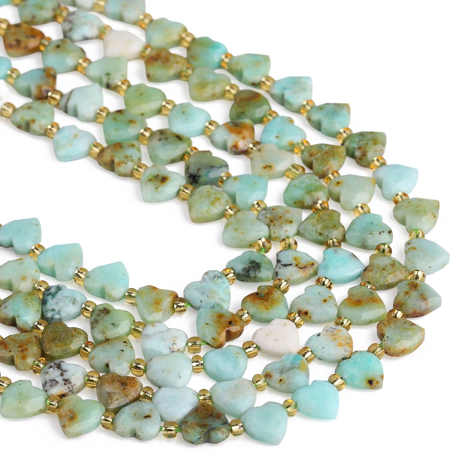 Natural Faceted Heart Stone Beads — DIY Jewelry Making Supplies, 8mm