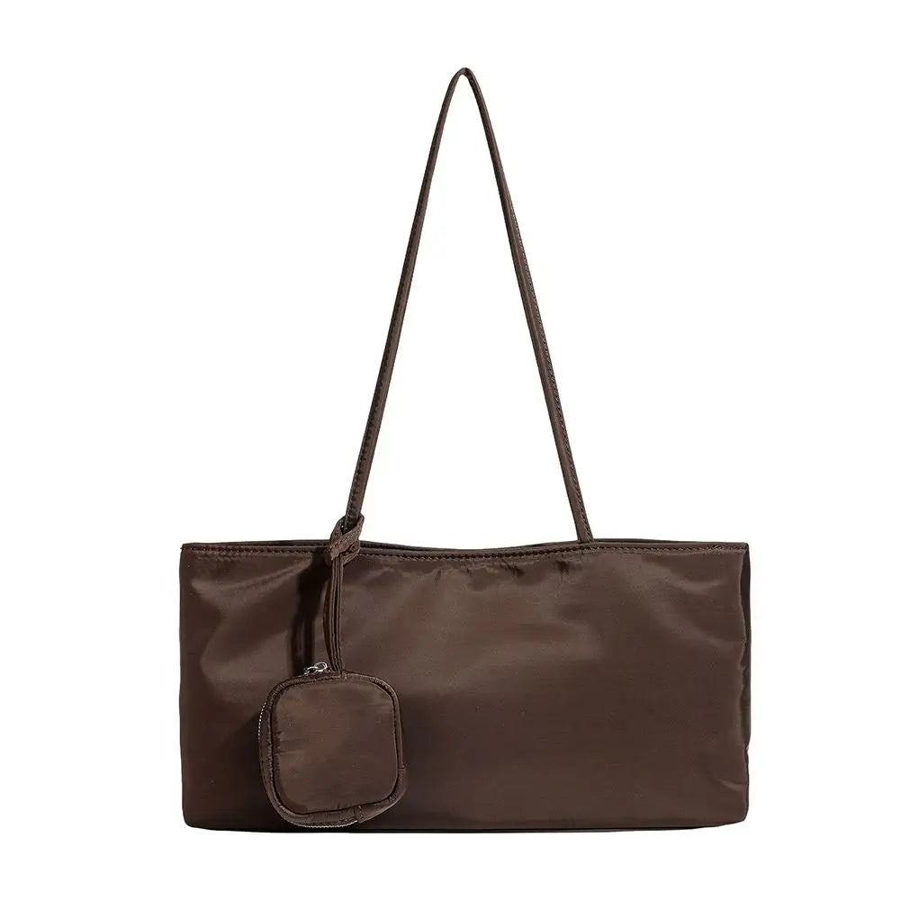 Large Capacity Nylon Canvas Tote Bag — Lightweight Shoulder Bag with Pouch