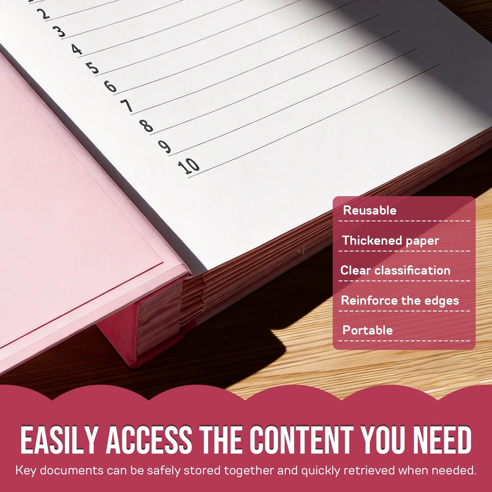 Document Organizer Binder — Portable File Folder with Labels