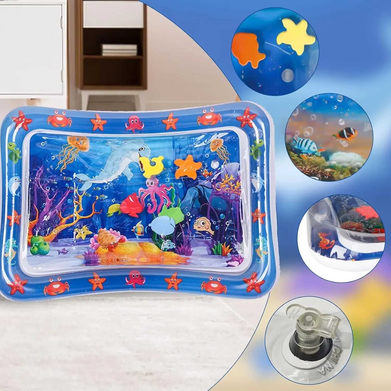 Inflatable Water Sensory Play Mat — Ocean Theme Pet Activity Mat