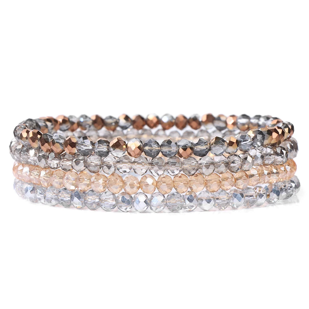 vinswet Crystal Bead Bracelet Set — Elegant Gold Tone Jewelry for Women