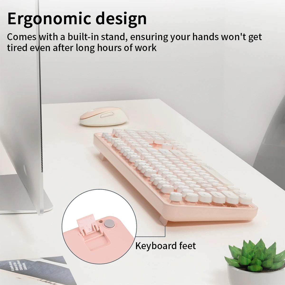 MOFii Wireless Keyboard and Mouse Combo — Retro Round Keycaps, Cute Design