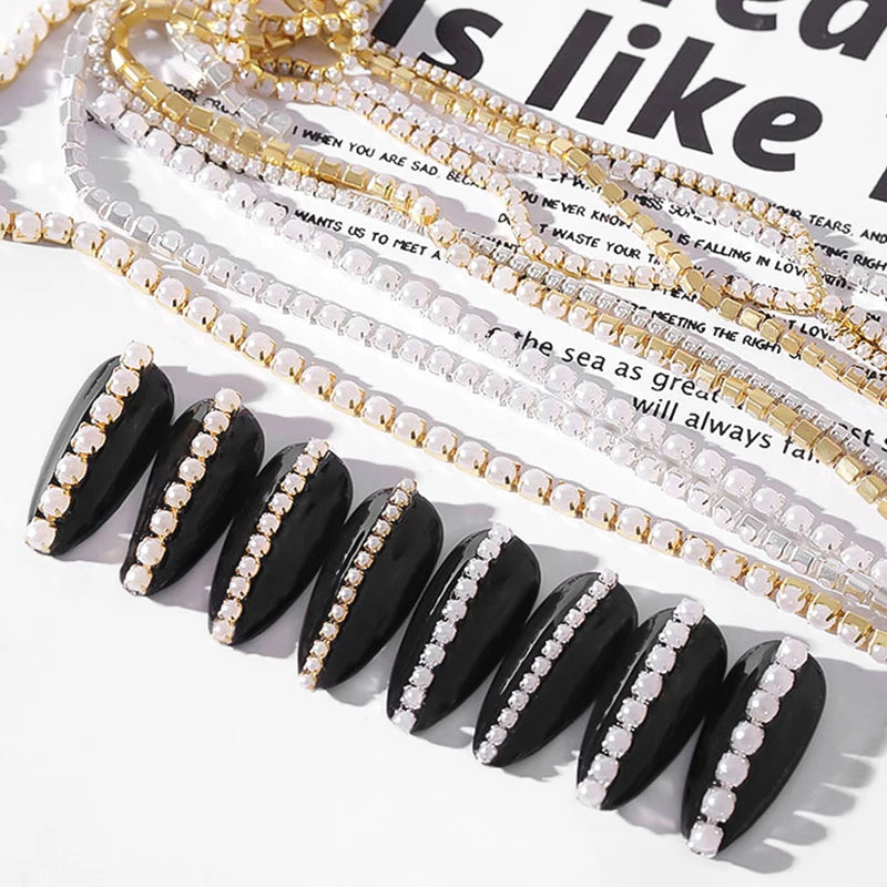 MagiBling Rhinestone Nail Chain — Shiny 3D Crystal Charms for DIY Manicure