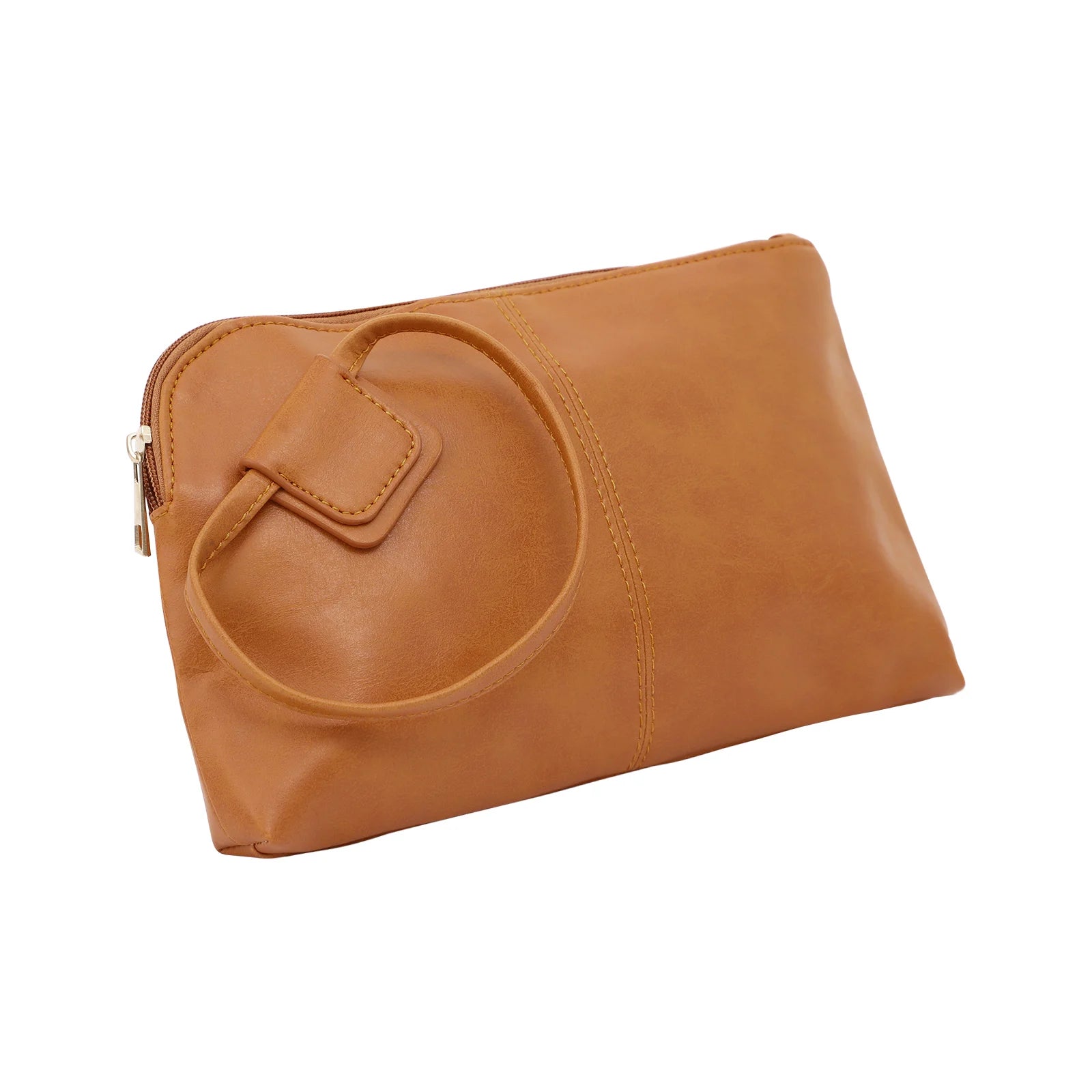 DANCURKEY Vegan Leather Wristlet Clutch — Elegant Evening Bag with Round Handle