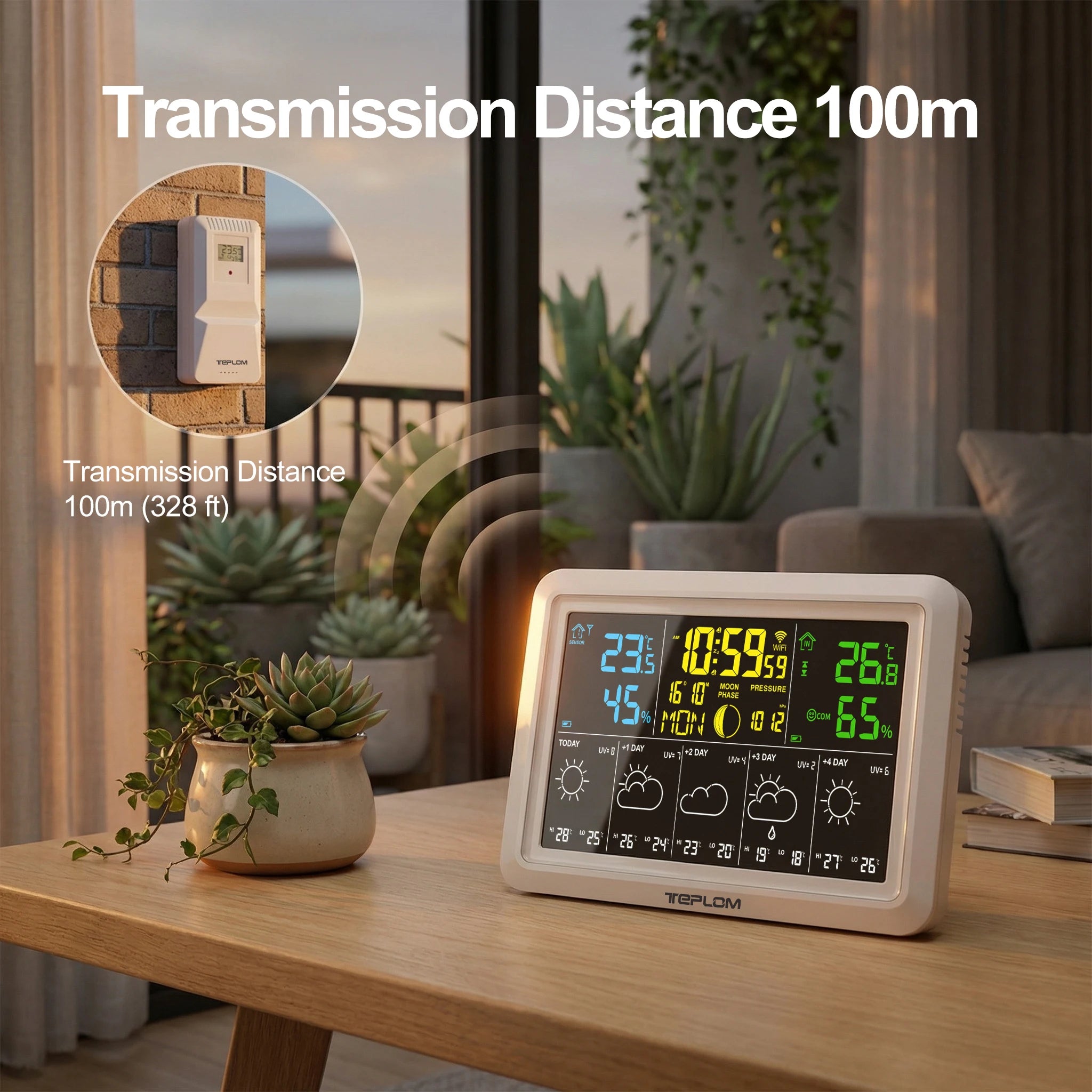 TEPLOM Wi-Fi Weather Station — Smart Indoor/Outdoor Thermometer with App