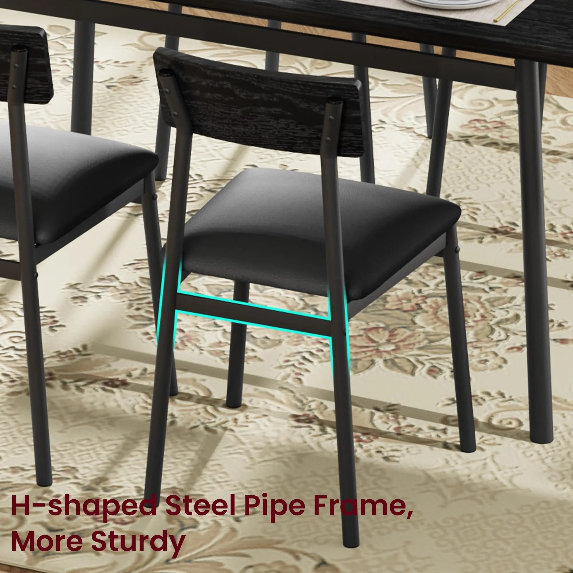 OUTWIND Modern Farmhouse Dining Set — 4-Piece Industrial Wood & Metal Furniture