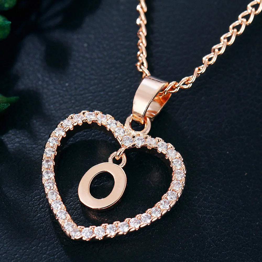 Customizable Initial Heart Pendant Necklace — Zircon Accented Jewelry