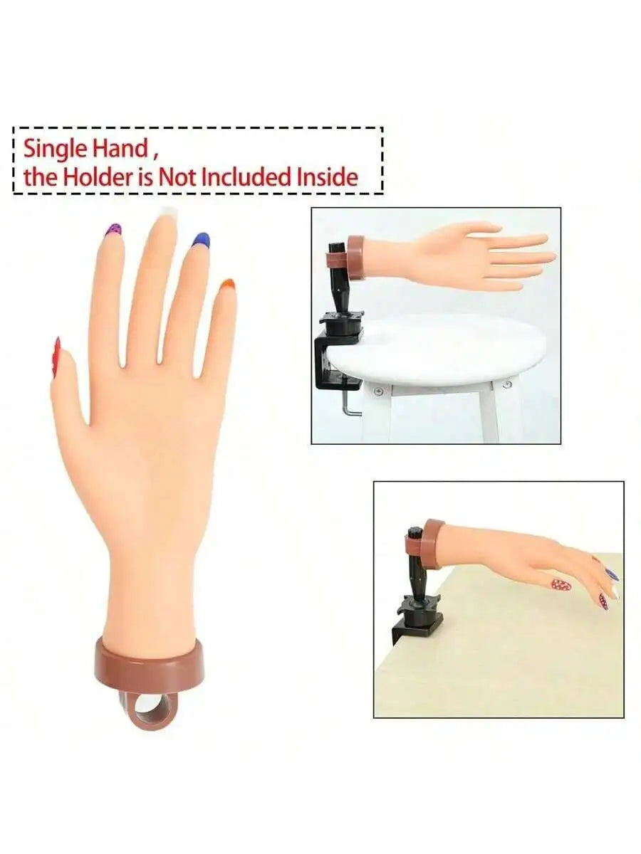 Nail Art Practice Hand Model — Bendable Fingers with Insertable Plates