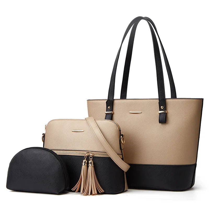 Kalsooni Women's 3-Piece Handbag Set — Fashionable Tote and Crossbody Bags
