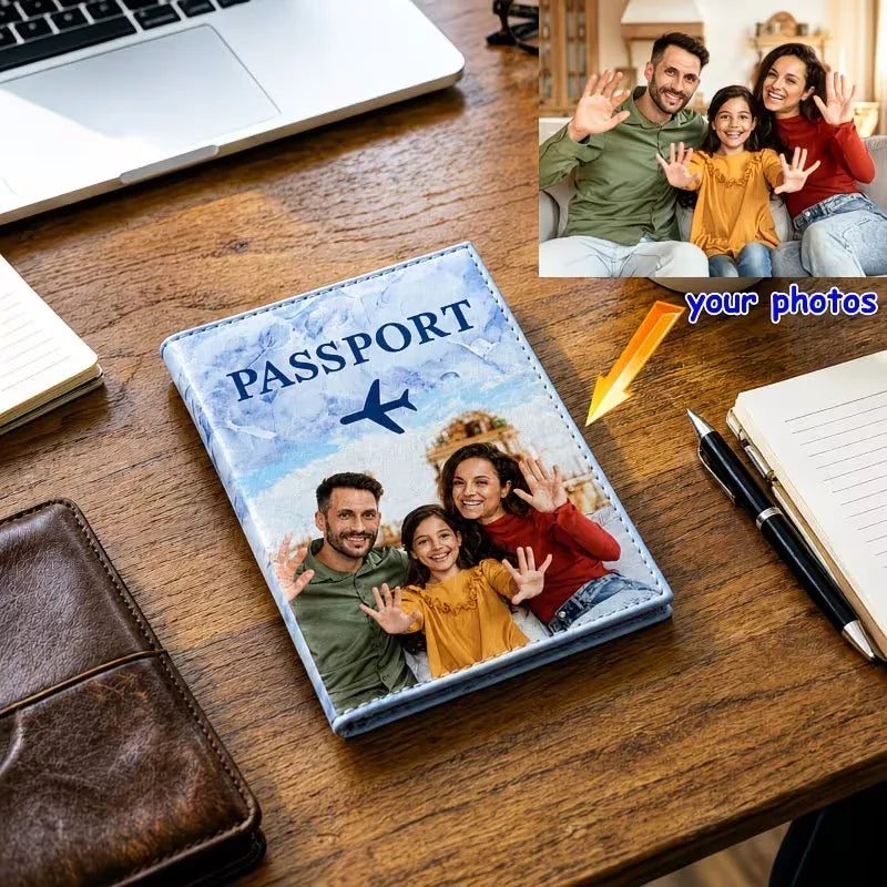 Custom Photo Passport Cover — Durable Travel Document Holder with Card Slots