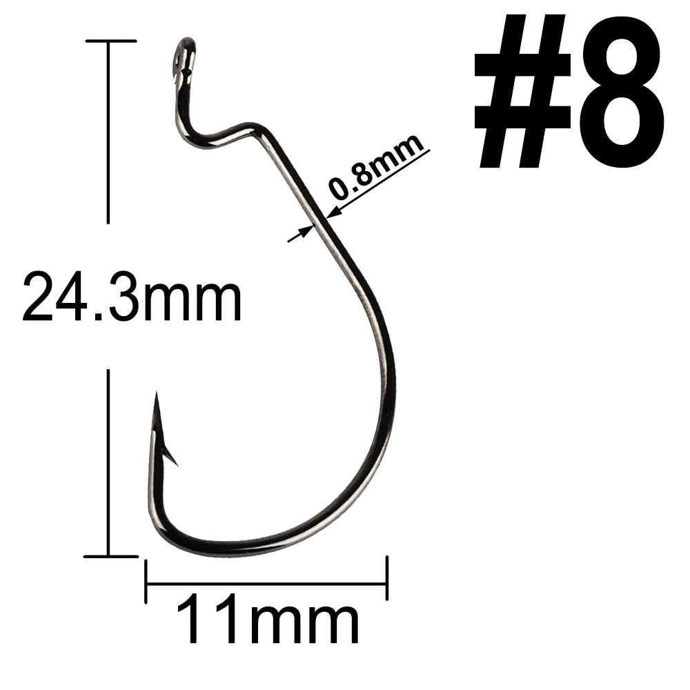 facifa Wide Gap Worm Fishing Hooks — High Carbon Steel Lures with Storage Box
