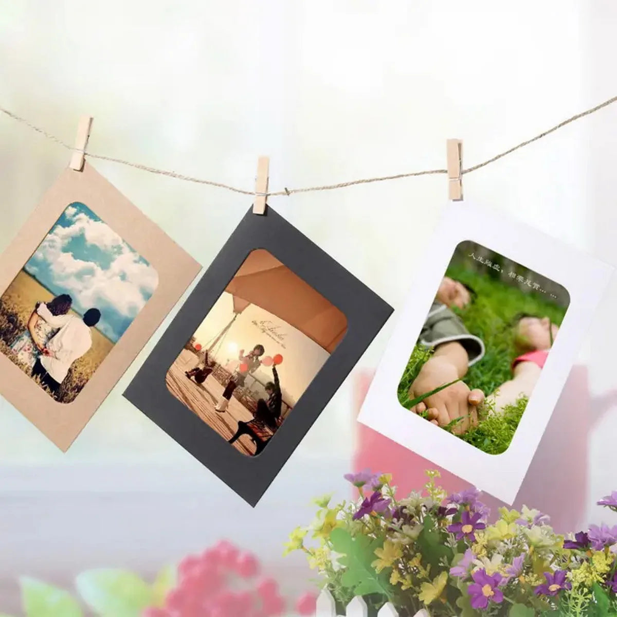 Hanging Photo String Album — Handmade Wall Decor with Hemp Rope and Clips