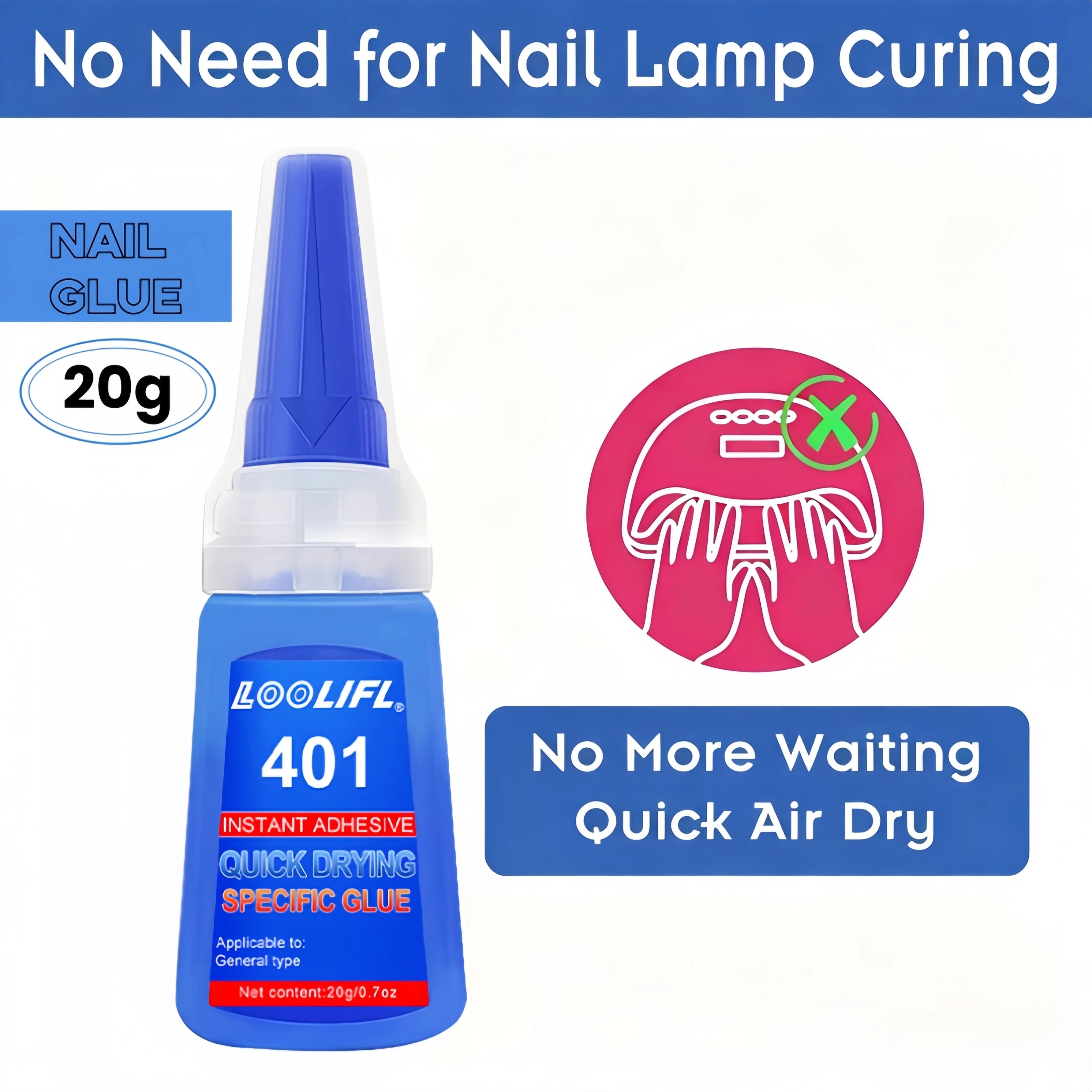 LOOLIFL Super Strong Nail Glue — Quick-Drying Instant Adhesive for DIY Manicures