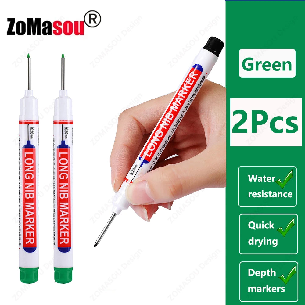 Deep Hole Marker Pen — Waterproof Long Head Woodworking Tool