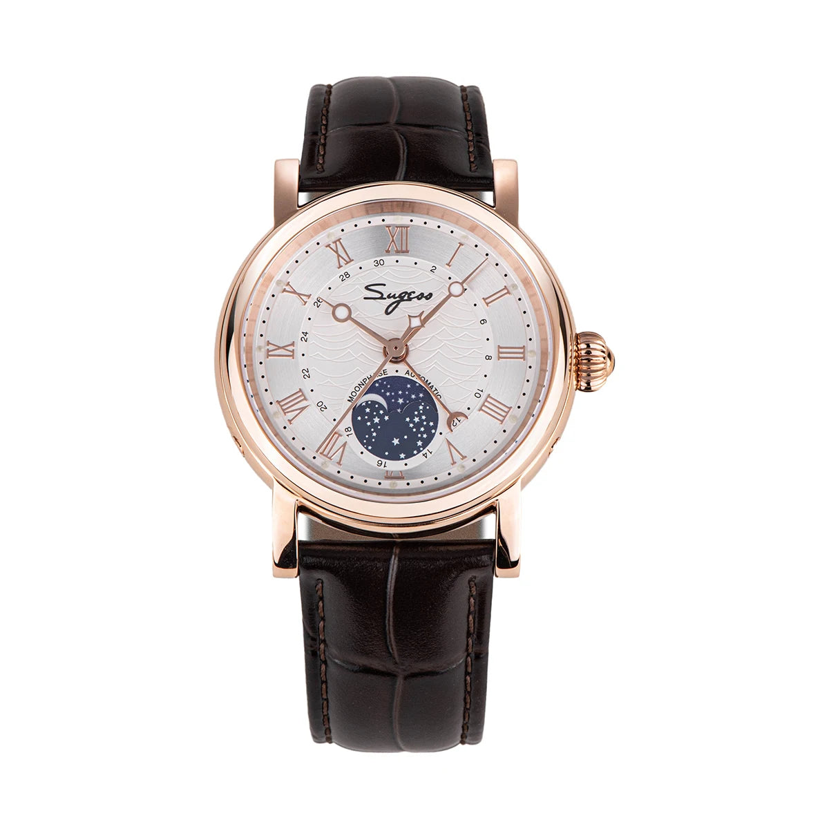 SUGESS Automatic Mechanical Moonphase Watch — Elegant Business Timepiece
