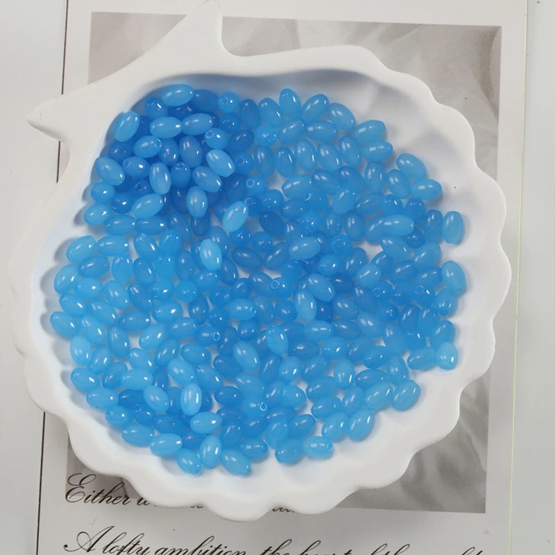 Oval Glass Rice Spacer Beads — Solid Color Jewelry Making Supplies