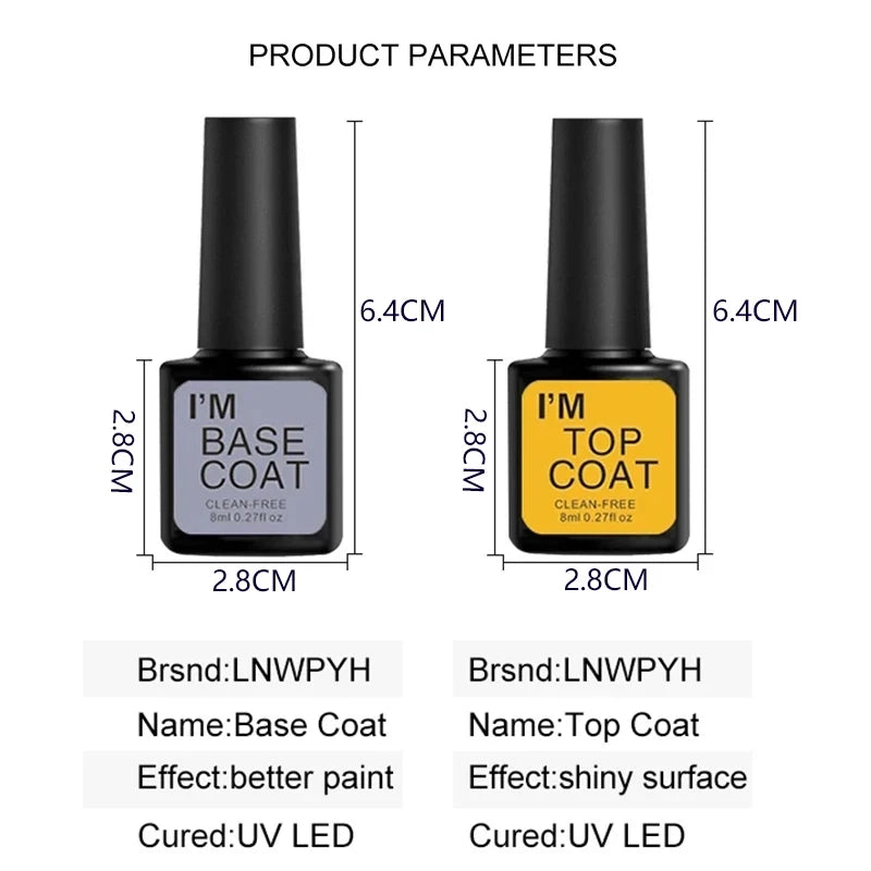 LNWPYH Nail Art Kit — Quick-Drying Base and Top Coat Set