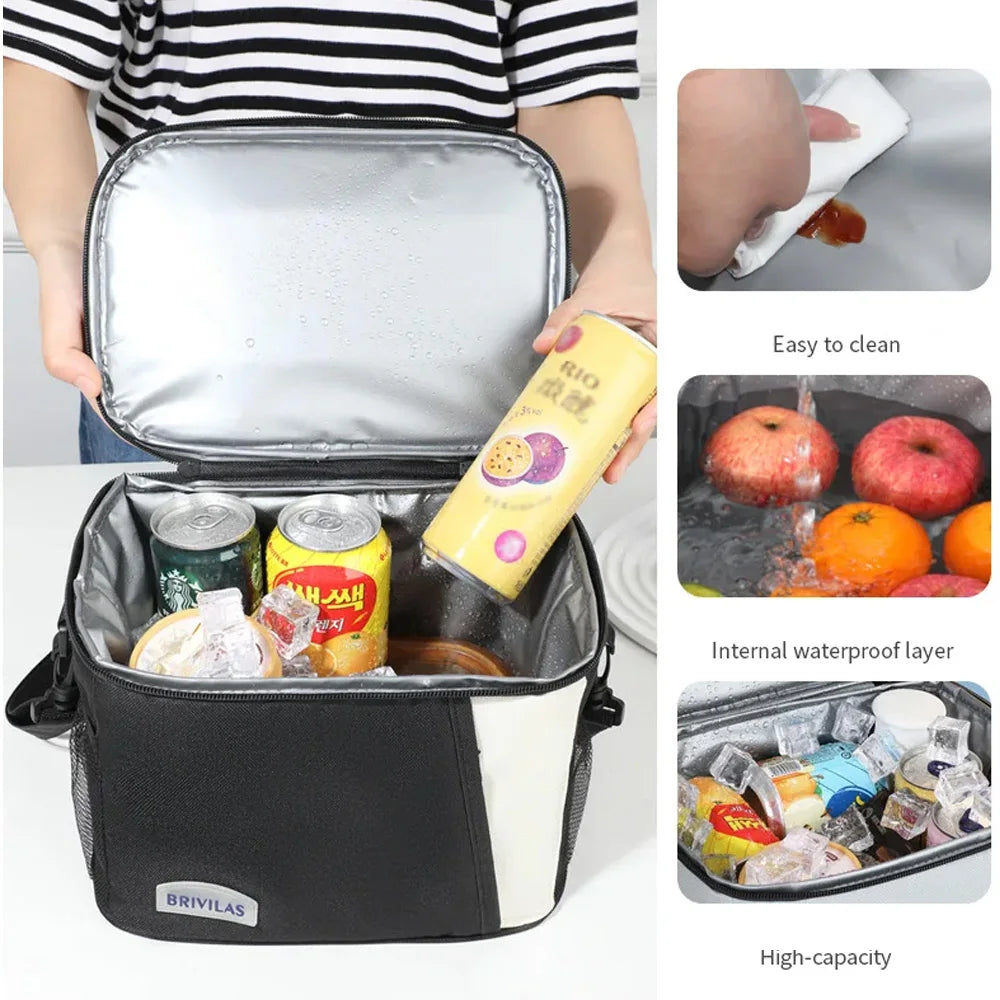 TRISJEM Insulated Lunch Bag — Large Reusable Meal Carrier with Shoulder Strap