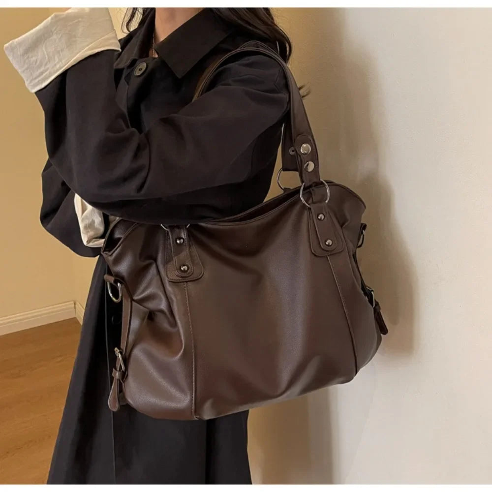 macroupta Large Capacity Hobo Handbag — Stylish Soft Leather Shoulder Tote