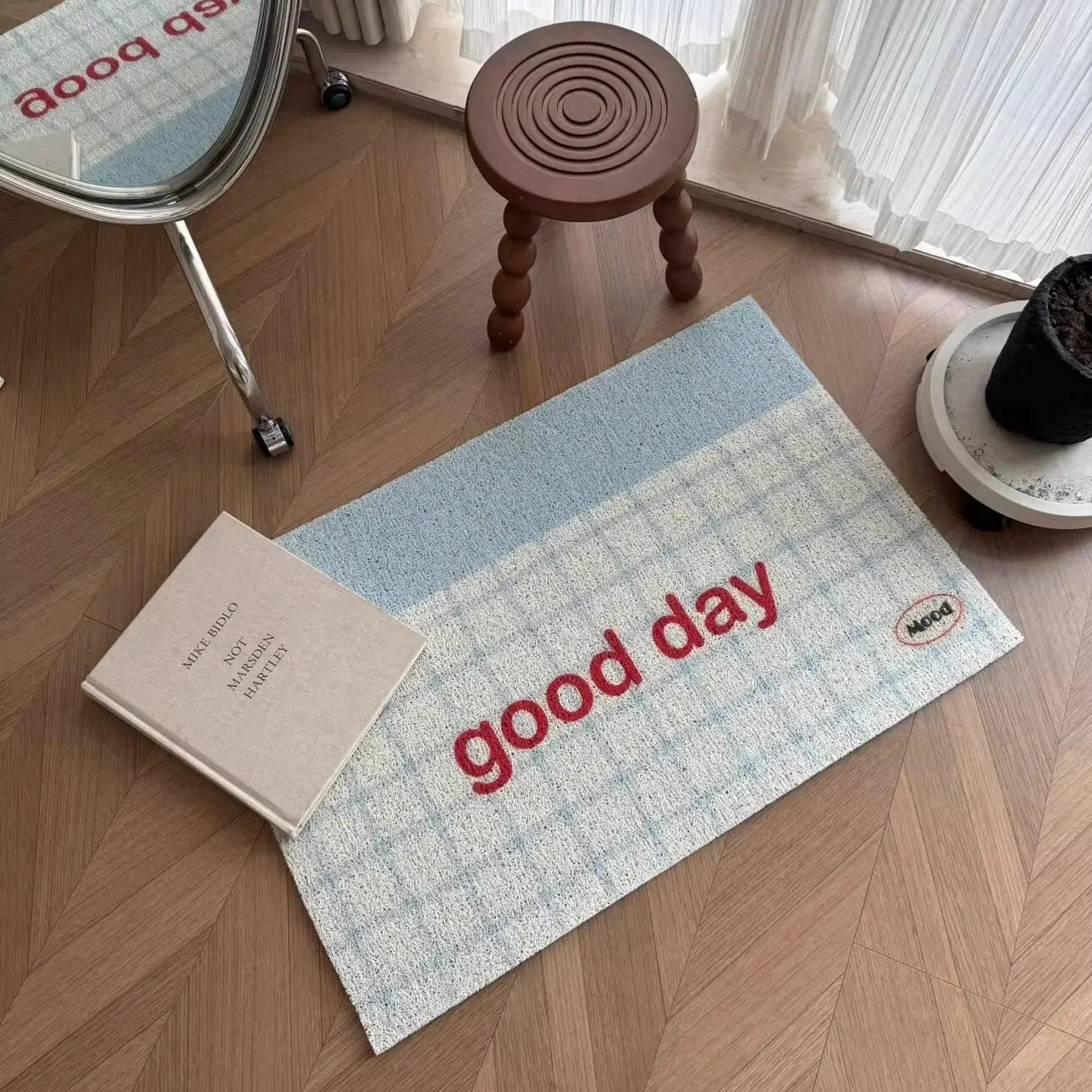 Plaid Pattern Welcome Mat — Anti-Slip PVC Coil Doormat for Indoor & Outdoor Use