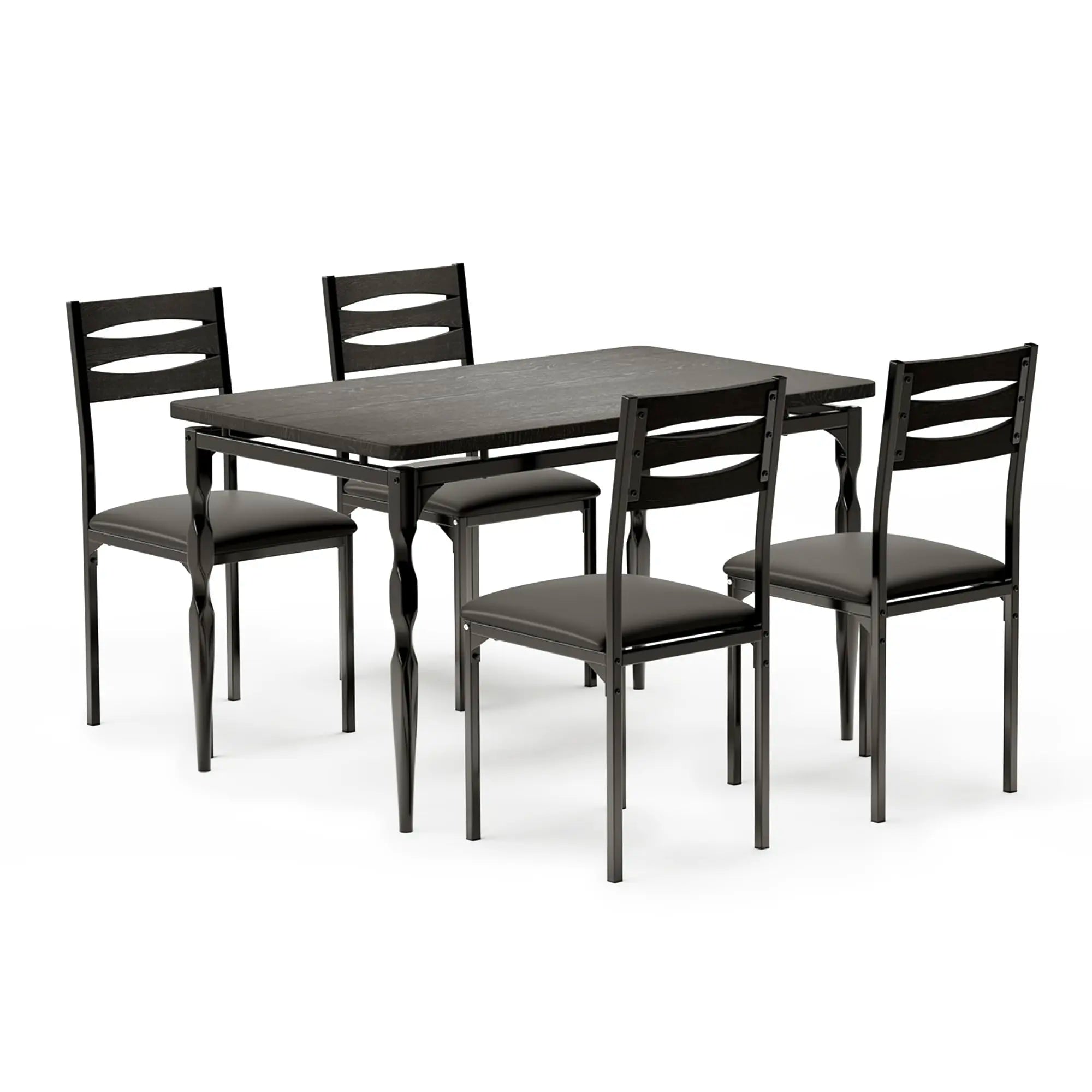 5 Piece Industrial Dining Table Set — Compact Kitchen Table & 4 Chairs