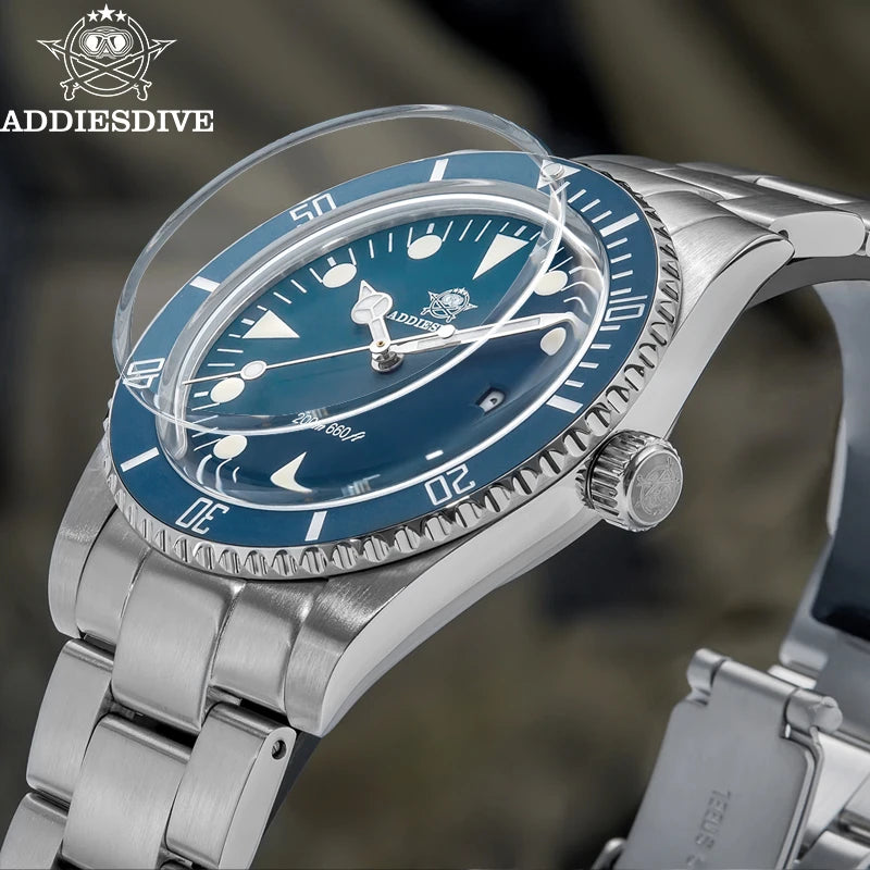 ADDIESDIVE Luxury Men's Diver Watch — Ceramic Bezel & Luminous Quartz