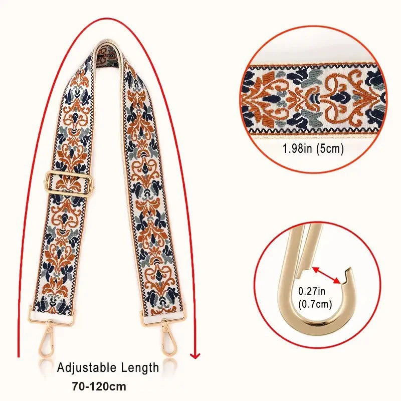 Adjustable Replacement Purse Strap — Patterned Crossbody Shoulder Belt
