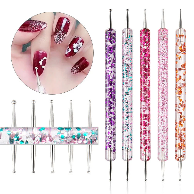 Professional Nail Art Brush Set — Dotting Tools and Design Pens