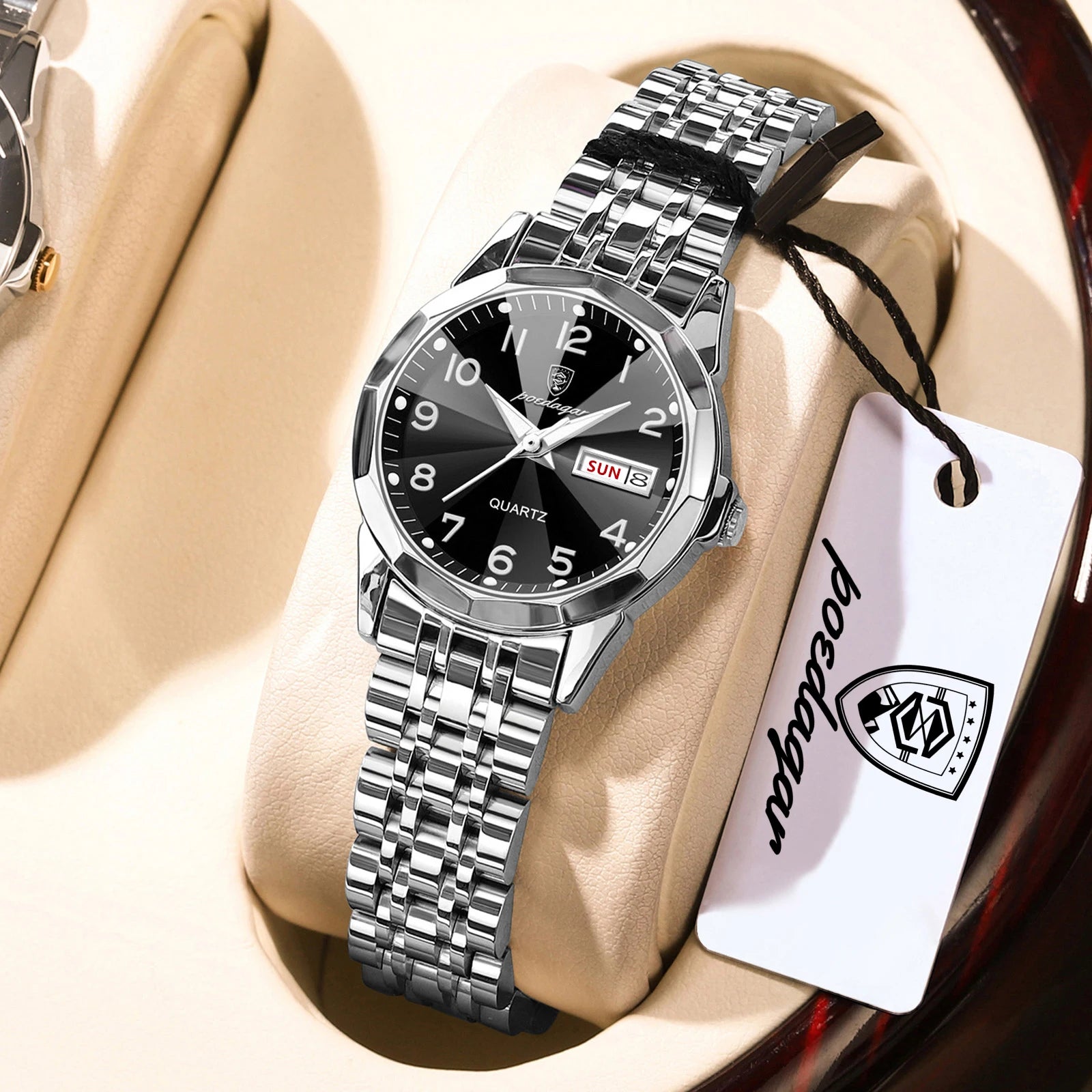 POEDAGAR Elegant Ladies Watch — Waterproof Stainless Steel Quartz Timepiece