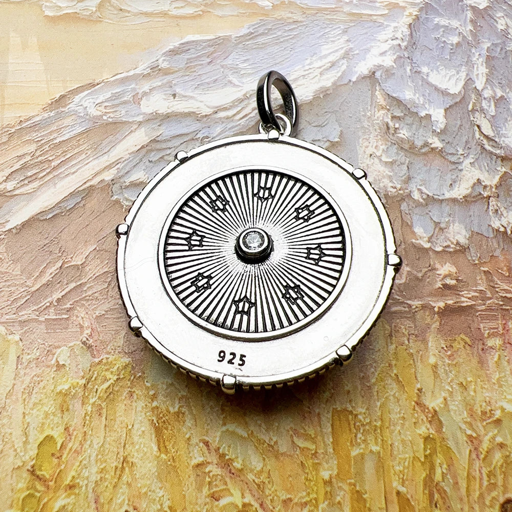 Thaddaeus Compass Ethno Pendant — Vintage 925 Sterling Silver Lucky Amulet