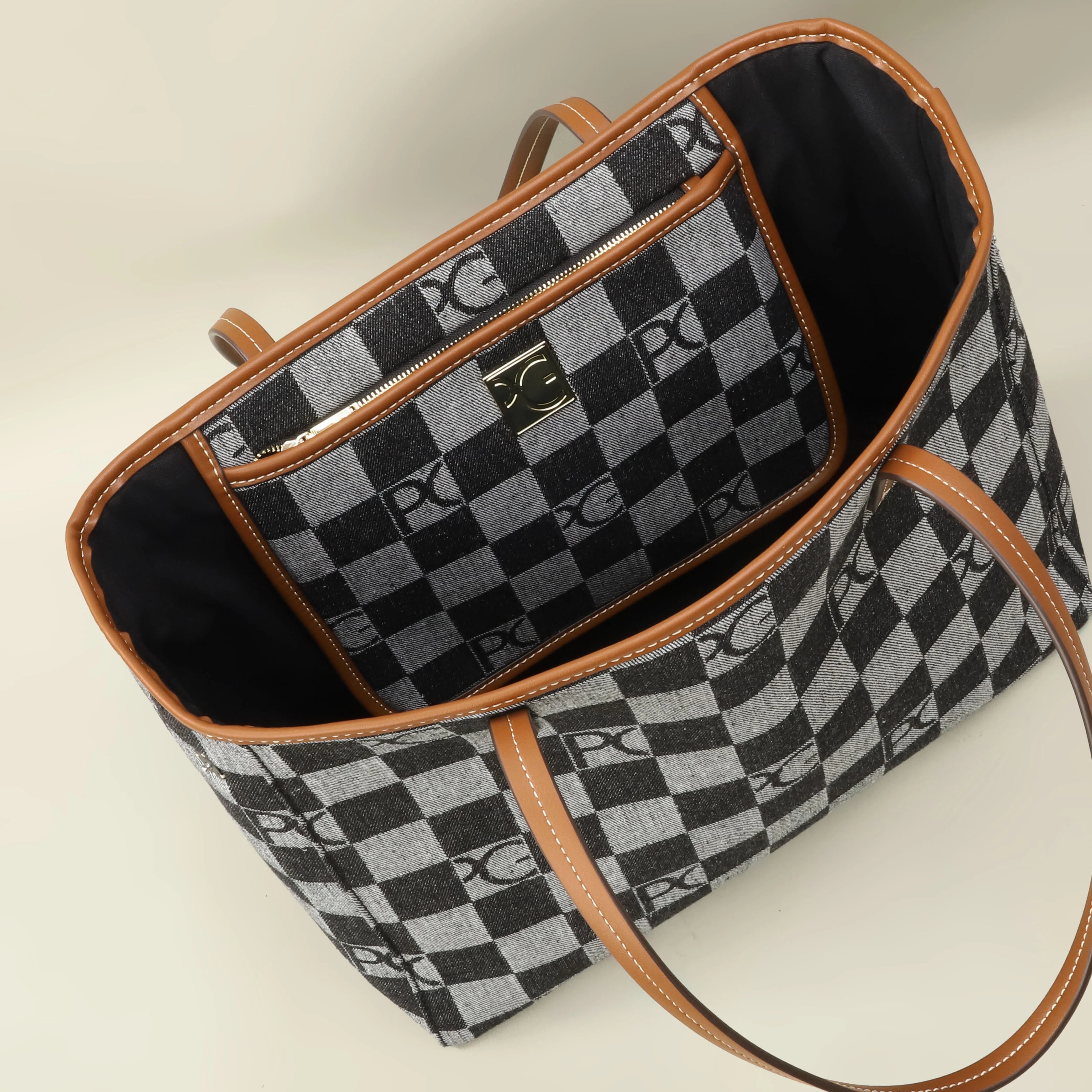 PG Latin American Style Tote Bag — Large Capacity Cowboy Splicing Design