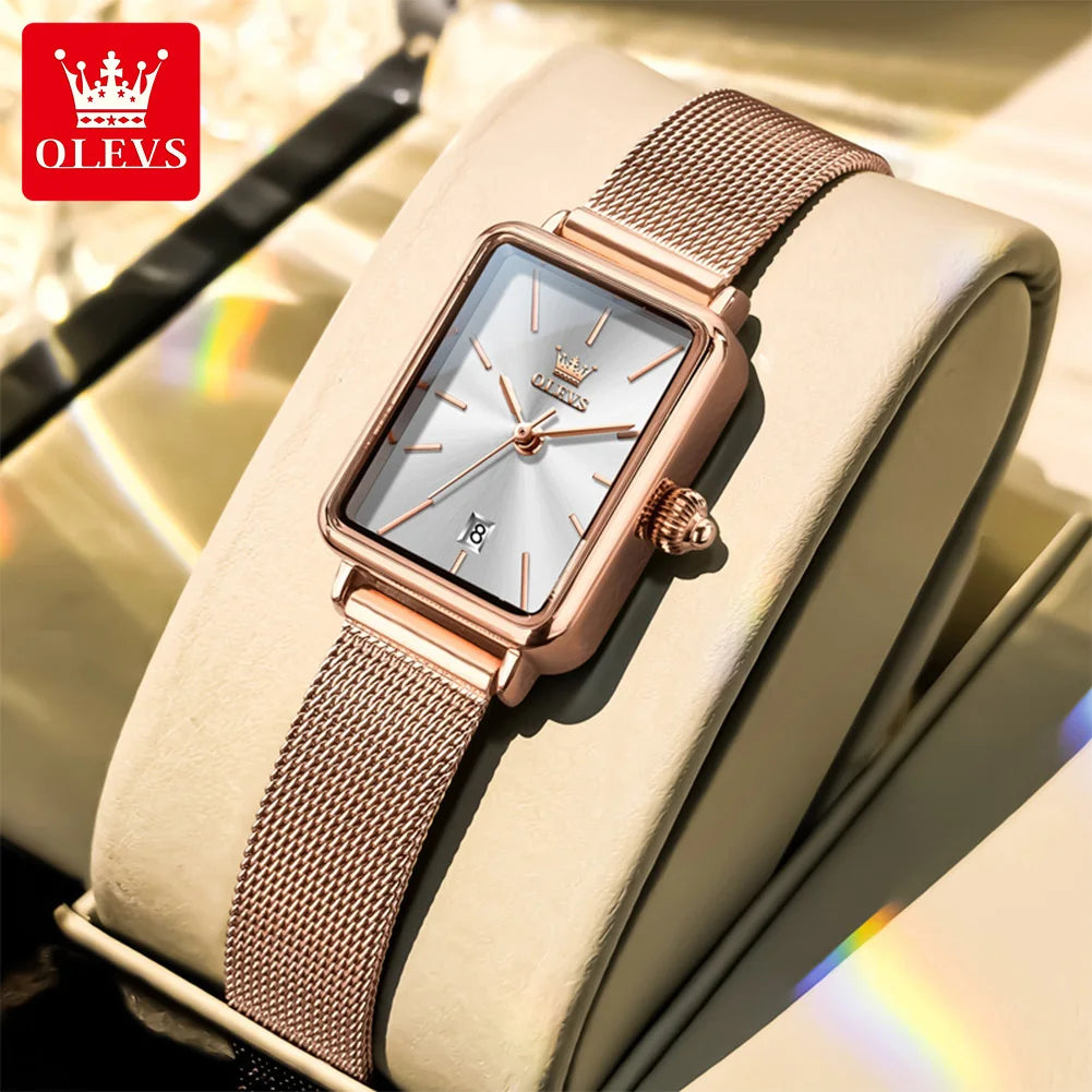 OUPINKE Square Quartz Watch — Ultra Thin Fashion Design with Auto Date