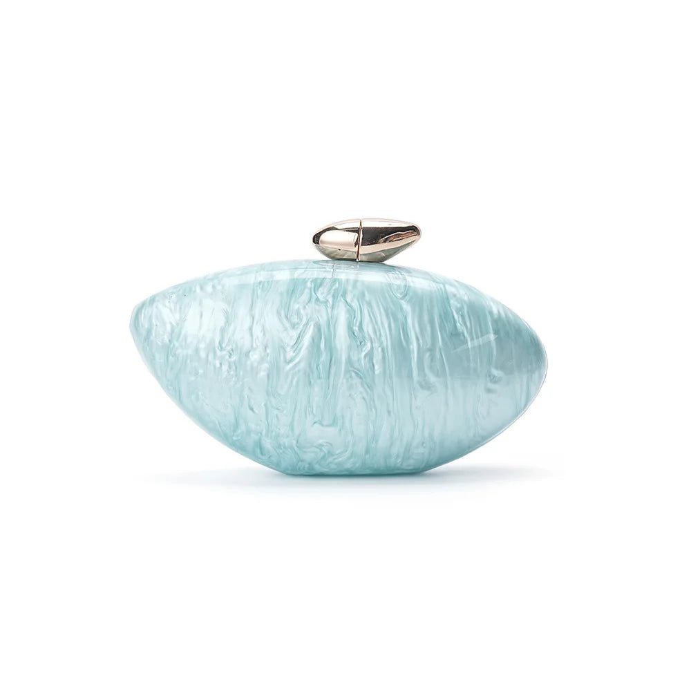 ABQP Retro Acrylic Marble Evening Bag — Elegant Minaudiere Clutch for Parties