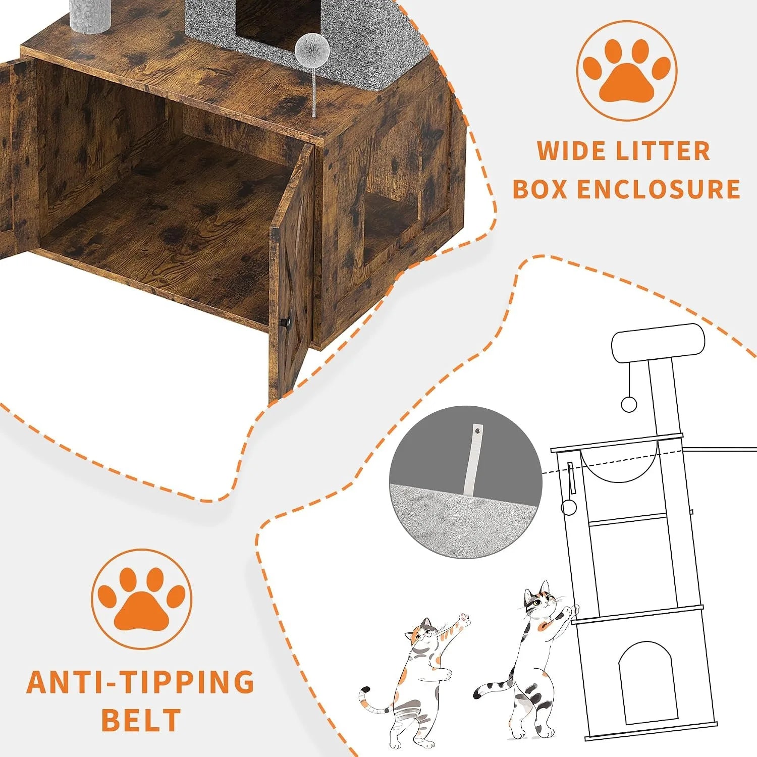 3-in-1 Modern Cat Tree — Hidden Litter Box & Activity Center