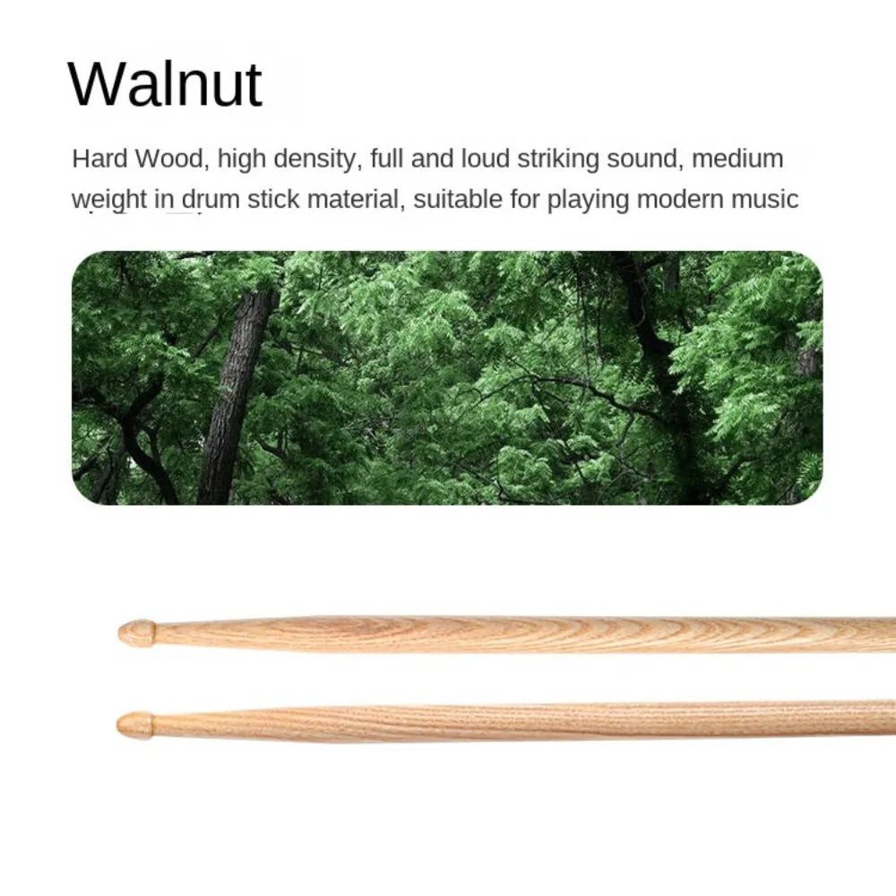 Professional Wood Drum Sticks — Durable Oak, Walnut, or Maple Instrument Accessories