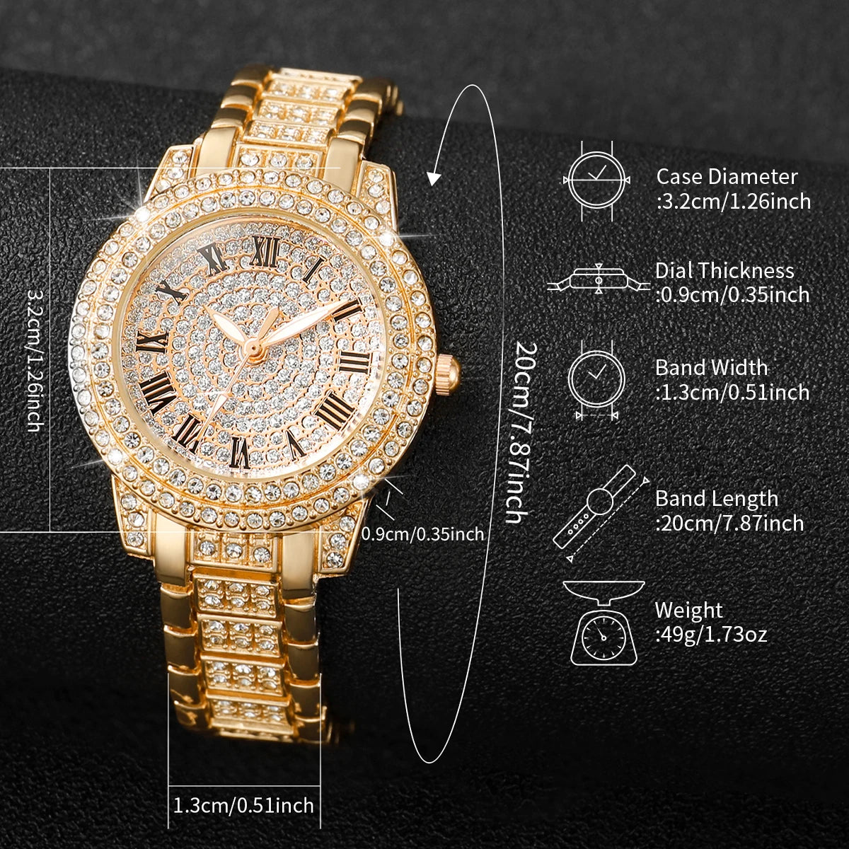 Women's Diamond Accented Watch & Bracelet Set — Elegant Quartz Jewelry Duo