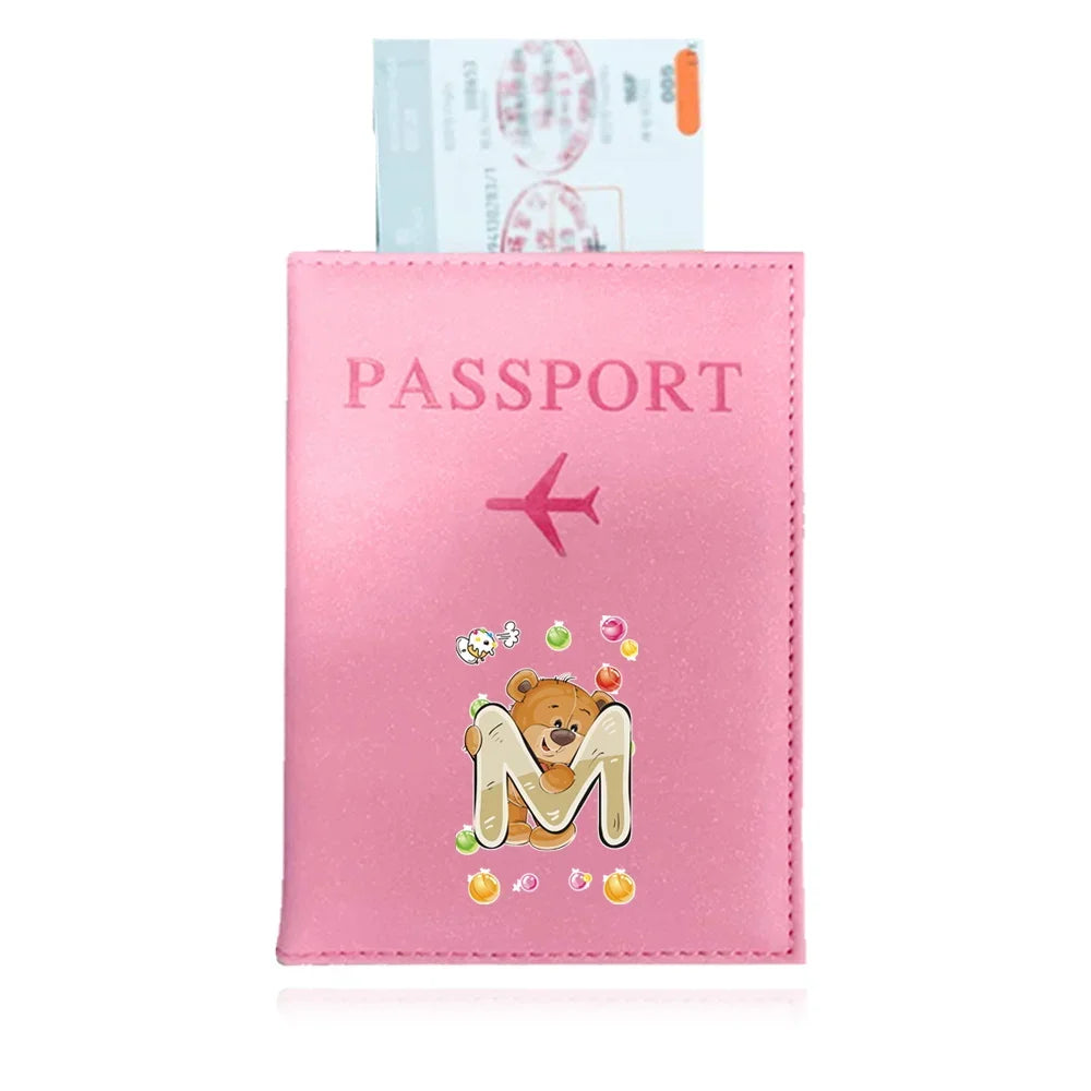 Bear Pattern Passport Cover — Protective PU Leather Travel Holder