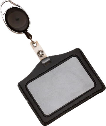 pelsone Retractable ID Badge Holder — PU Leather Work Pass Protector