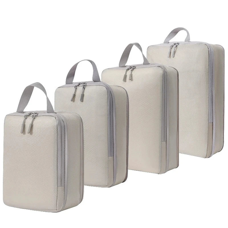 Compression Packing Cubes — Space-Saving Travel Organizers, Waterproof Nylon
