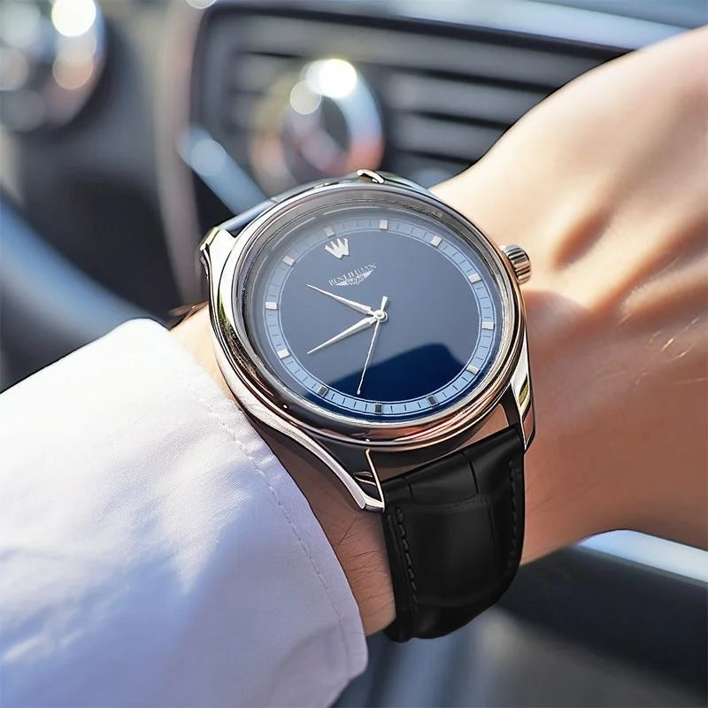 Men's Leather Strap Quartz Watch — Elegant Business & Leisure Timepiece