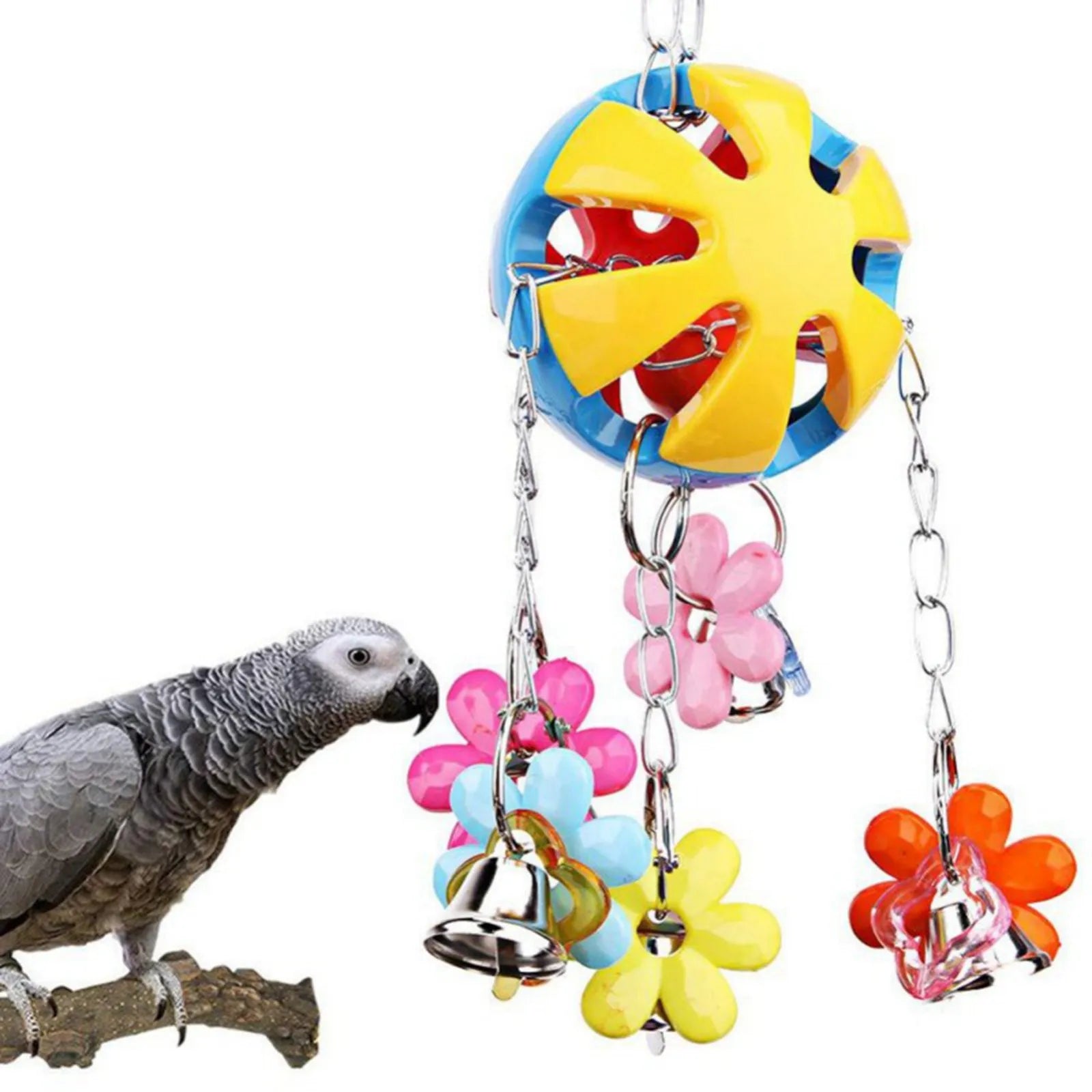 Colorful Bird Bell Ball — Interactive Chew Toy for Small Parakeets
